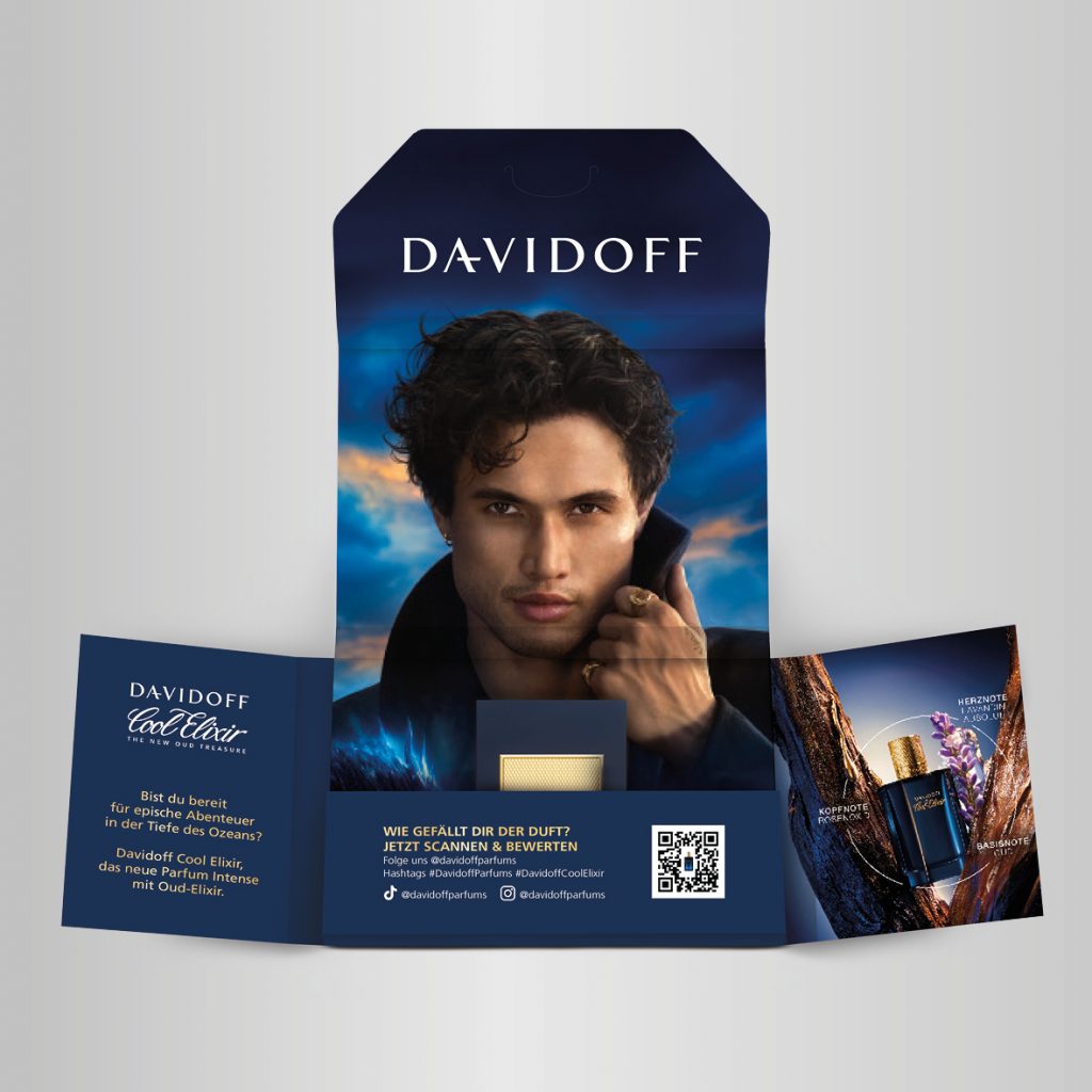 Portfolio, Flaconi Probenbox, Layout, Design, Visualisierung, Davidoff Cool Elixir, Parfum Probe, Coty Beauty Germany GmbH, Klieber Artworks