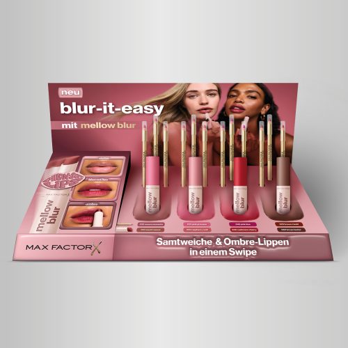 Vorschau Portfolio Tischdisplay, Max Factor, mellow blur, Layout, Visualisierung, COTY Beauty Germany GmbH Klieber Artworks