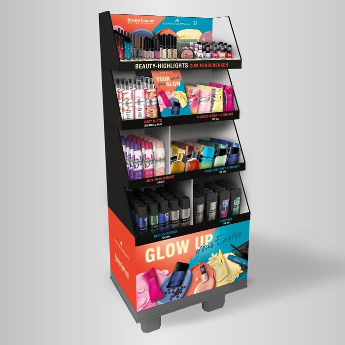 Vorschau Portfolio, FREISTEHENDE DISPLAYS FSU Free Standing Unit, BRUNO BANANI & MANHATTAN LIDL CHEP-DISPLAY OSTERN, Coty Beauty Germany GmbH Klieber Artworks